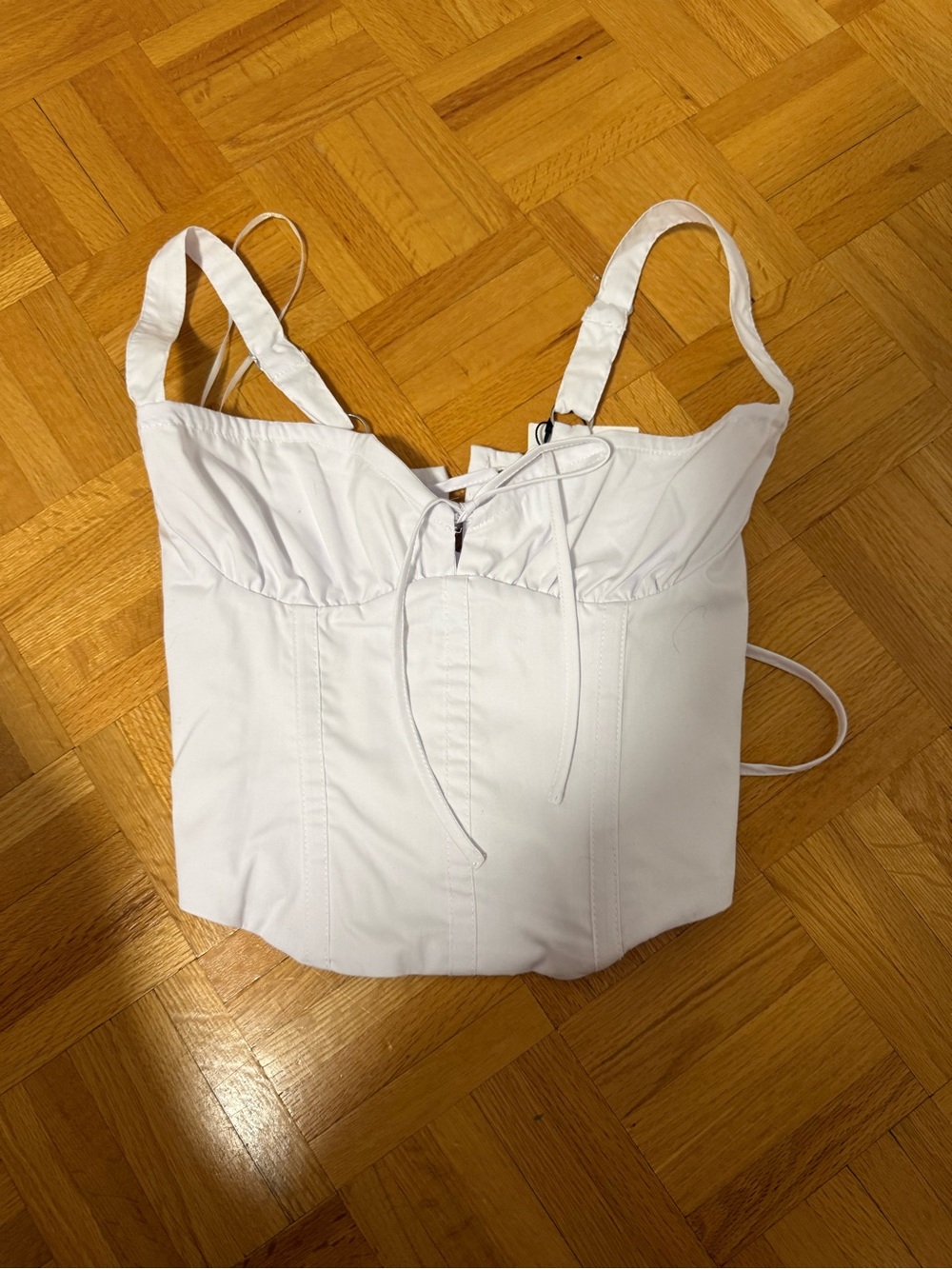 White Tie-Front Bustier Crop Top
